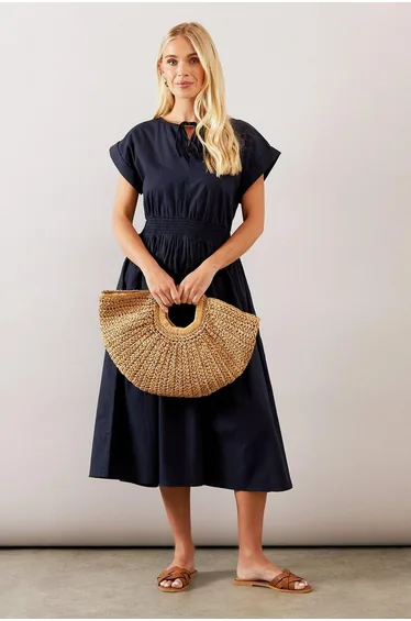 Petite Shirred Waist Midi Dress