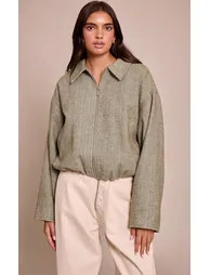 جاكيت بومبر بنقشة متعرجة - أخضر - 3