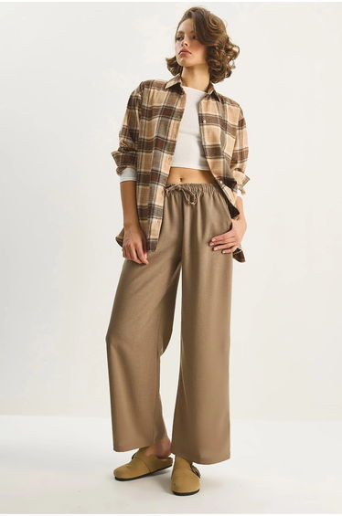 LUCCI Wide Leg Palazzo Pants with Tie Closure