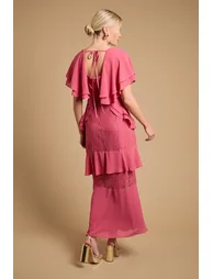 فستان ماكسي بشرائح دانتيل بكشكش - 2