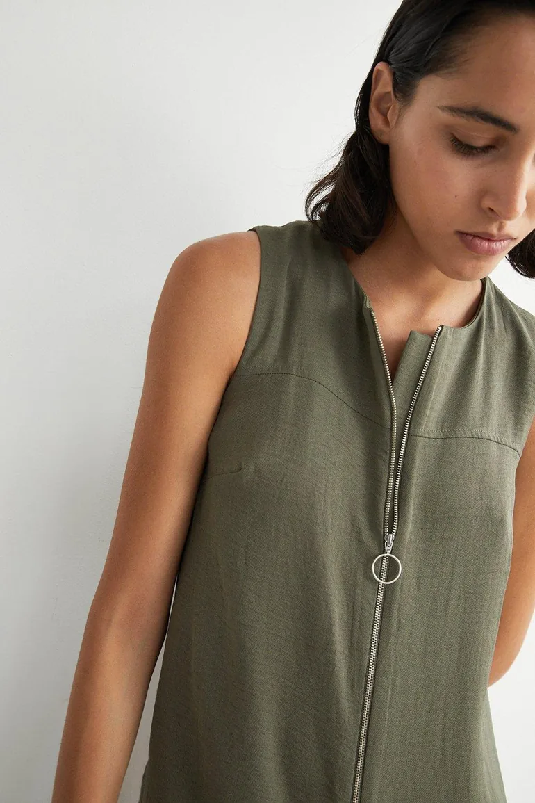 Topstitch Zip Jumpsuit - 1