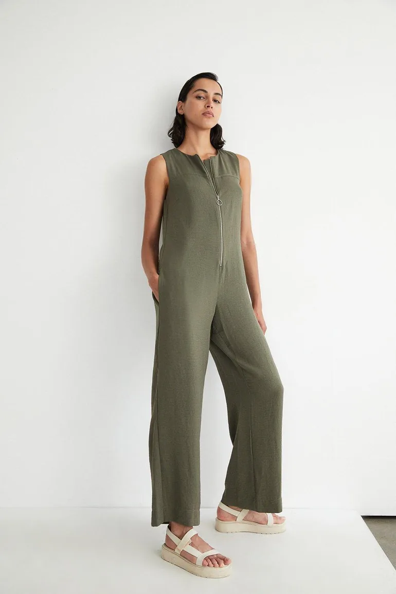 Topstitch Zip Jumpsuit