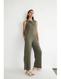 Topstitch Zip Jumpsuit
