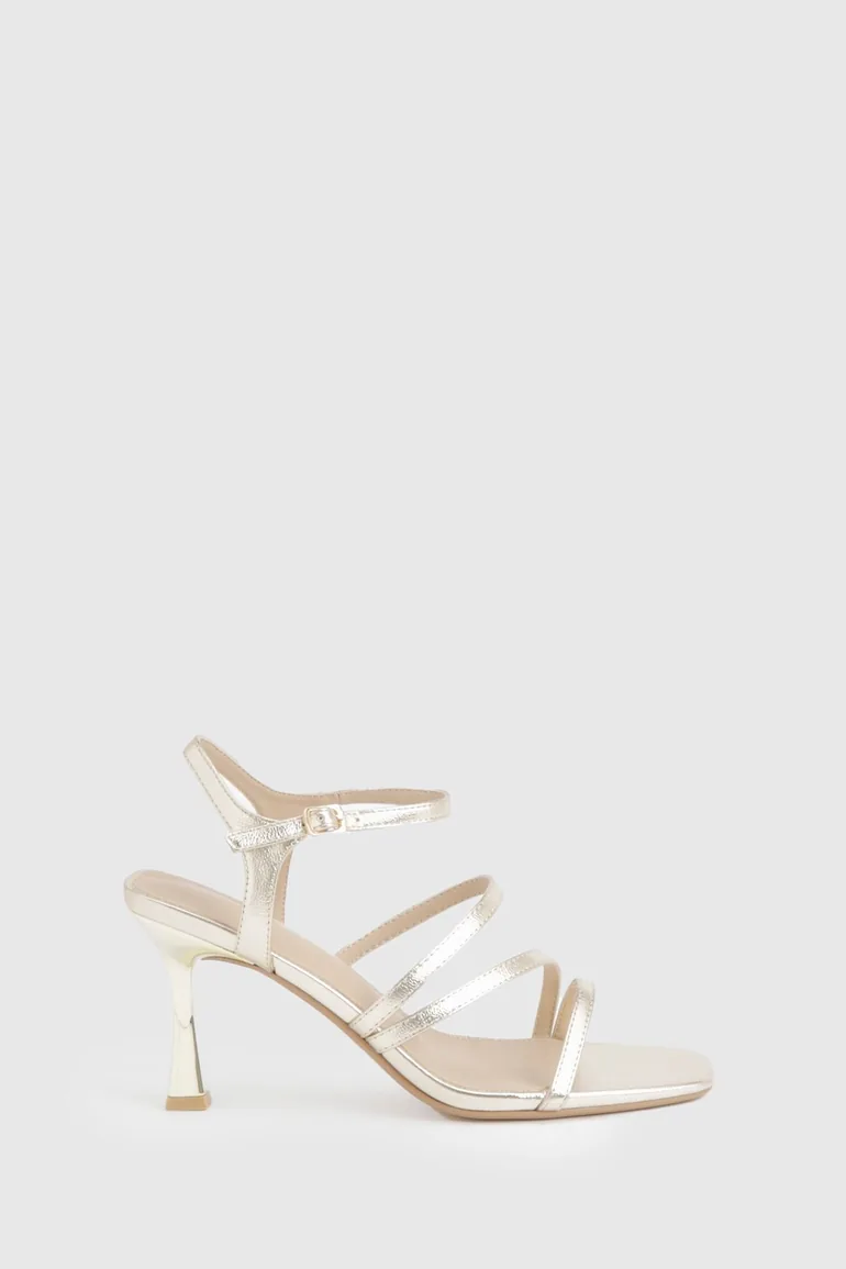 Wide Fit Low Stiletto Strappy Heels - gold - 2