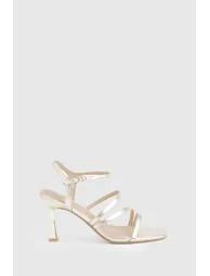 Wide Fit Low Stiletto Strappy Heels - gold - 2