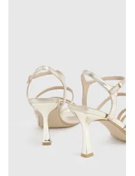 Wide Fit Low Stiletto Strappy Heels - gold - 3
