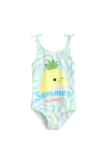 Squishmallows Girls Summer Of Squish One Piece Swimsuit - Yellow/Blue/White