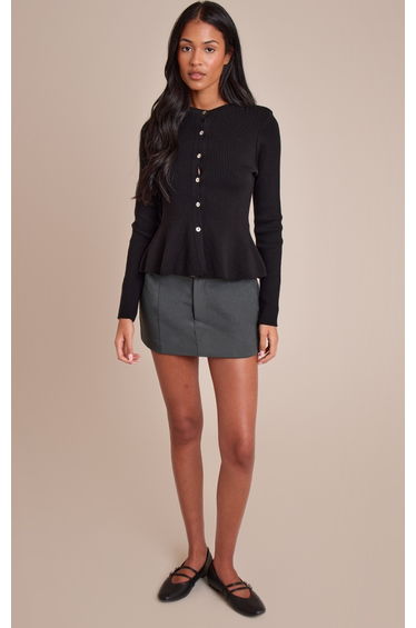 Tall Charcoal Belt Detail Pleated Skort