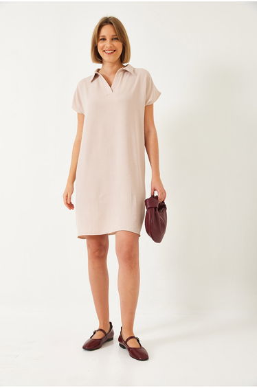 Women's Polo Neck Summer Loose Linen Ayrobin Dress
