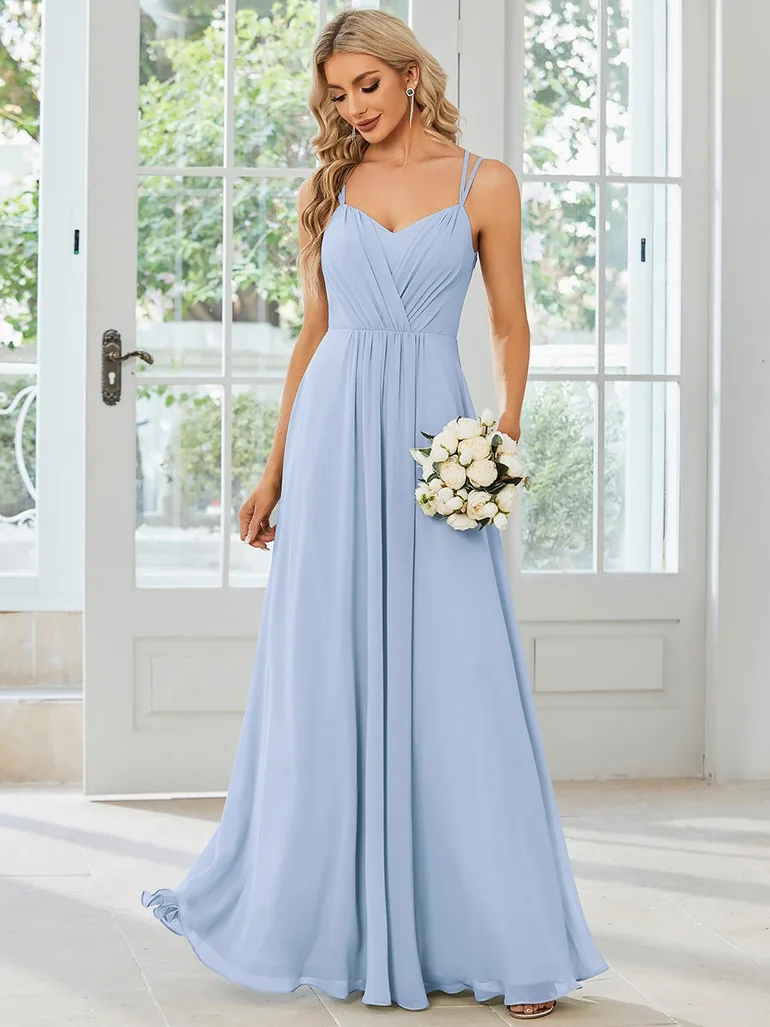 ever RUBY|Convertible Chiffon Lace Open Back Spaghetti Straps Bridesmaid Dress - 3