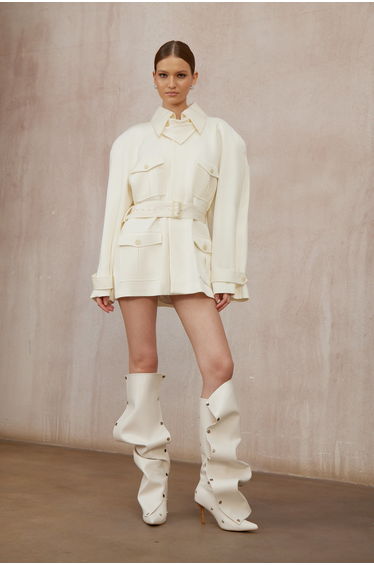 Ambre Cream White Belted Trench Coat