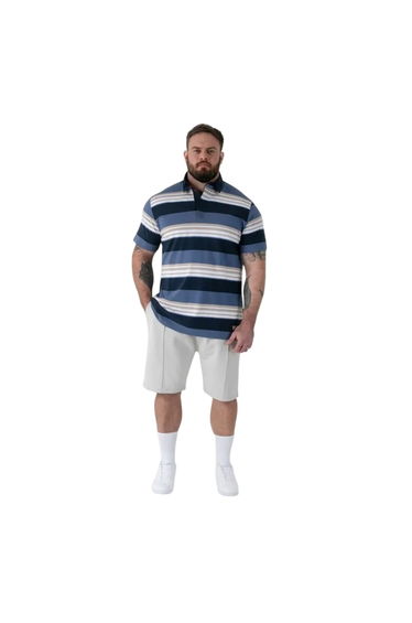 Duke Mens Willis D555 Stripe Kingsize Rugby Polo Shirt - Navy