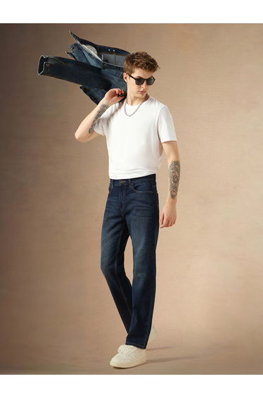 Mid Rise Straight Fit Faded Jeans