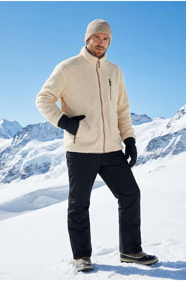 Ecru Regular Fit Welsoft Plush Coat