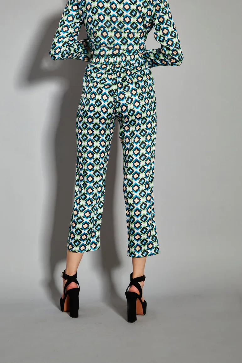 Glamorous Cream Multi Geo Flower Print Cropped Trousers - 1