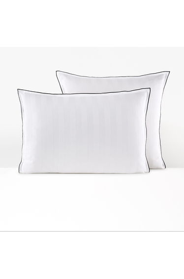 Victor Striped 100% Washed Cotton Satin 300 Thread Count Pillowcase