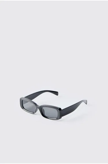 Chunky Plastic Rectangular Sunglasses - black
