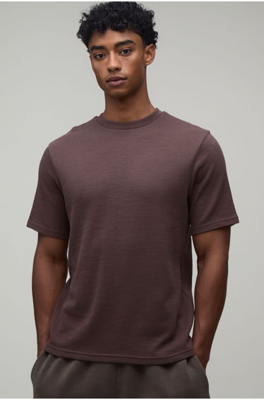 Essential Regular Fit Waffle T-Shirt - chocolate