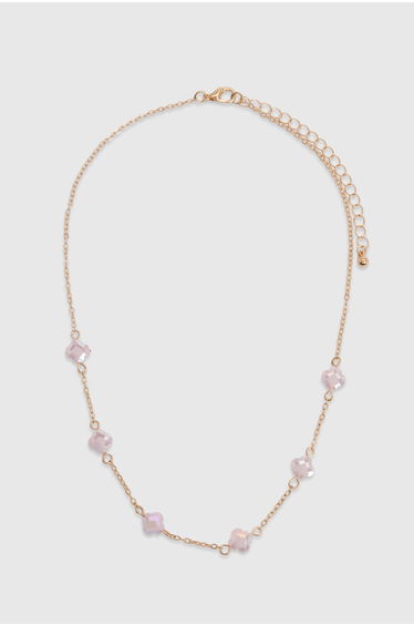 Pink Clover Scatter Necklace - baby pink