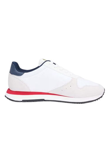 Tommy Jeans Mens Runner Leather Trainers - Red/White/Blue