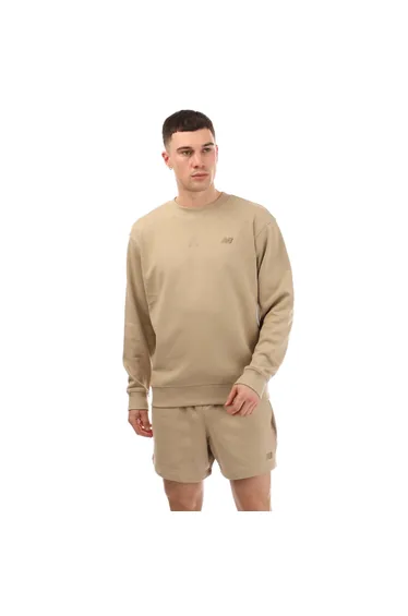 سويتشيرت رياضة رجالي تيري بياقة دائرية لون كريمي 