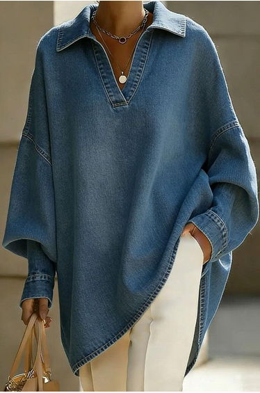 Long Sleeves Loose Buttoned Solid Color Lapel Blouses&Shirts Tops