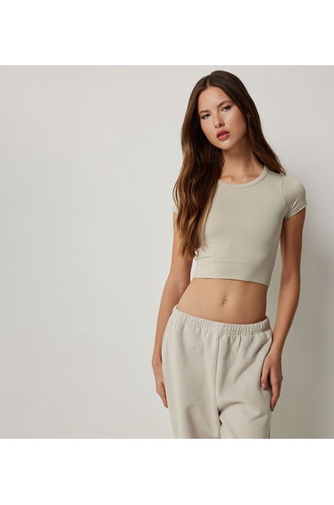 Ardene seamless crop crew neck t-shirt