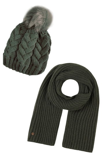 Womens Winter Beanie Hat and Scarf Set