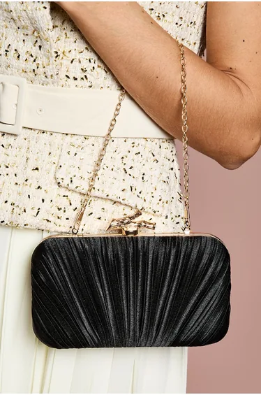 Annie Ruched Detail Satin Clutch Bag