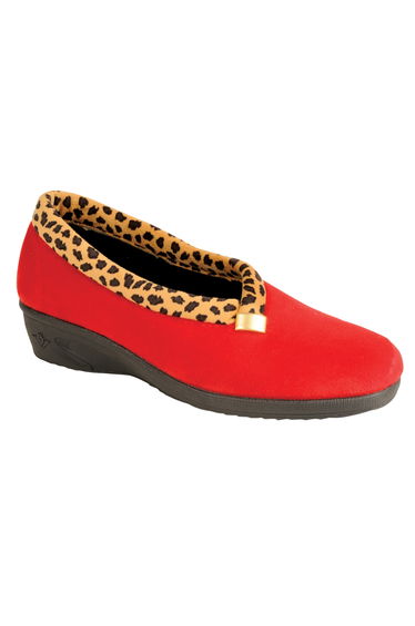 Lunar Womens/Ladies Paloma Leopard Print Slippers - Red