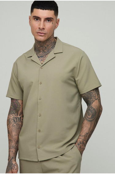 Tall Regular Technical Stretch Revere Shirt - taupe