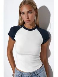 BUSEM Fitted Color-block Crew Neck T-shirt