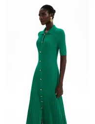 Léonie Jersey Flapped Metal Button Midaxi Dress - 2