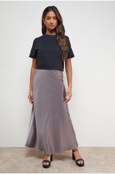 Satin Bias Cut Maxi Skirt