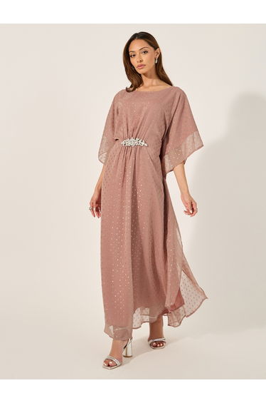 Embellished Waist Round Neck kaftan