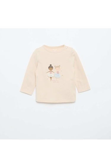 Long-sleeved jersey T-shirt BEIGE