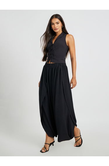 Solid Elasticated Waistband Harem Pants
