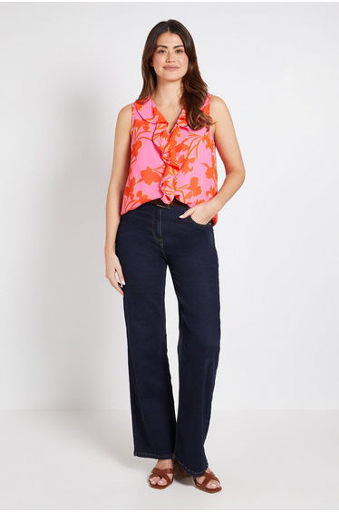 Floral Ruffle V Neck Cami Top