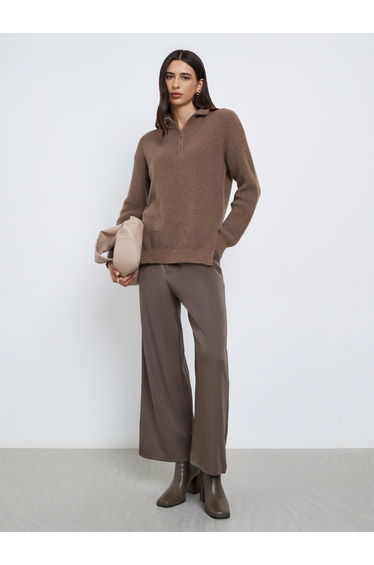 Regular Fit Longline Quarter Zip Sweater