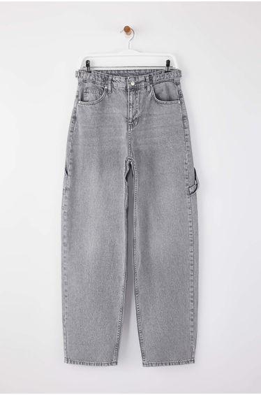 Gray High Waist Baggy Jeans