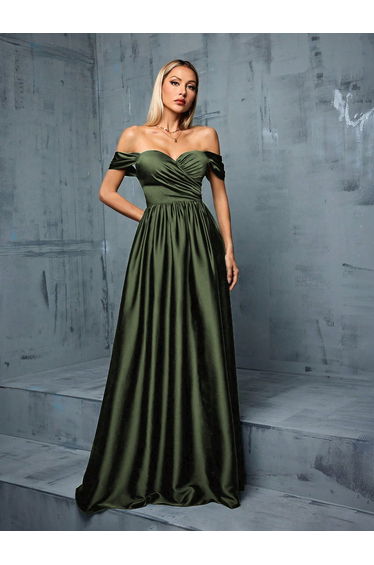 Leely Women's Elegant Off The Shoulder Sleeveless Prom Dress