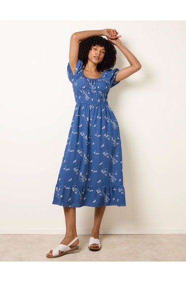 Embroidery Milkmaid Midi Dress