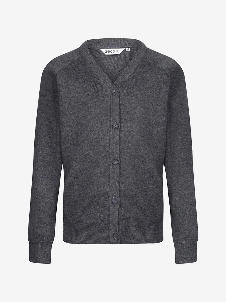Kids School Cotton Mix Knitted Cardigan in Grey