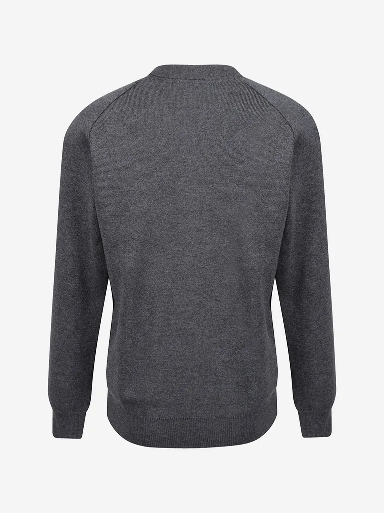 Kids School Cotton Mix Knitted Cardigan in Grey - 1