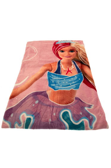 Barbie Premium Coral Fleece Blanket - Baby Pink/Blue/White