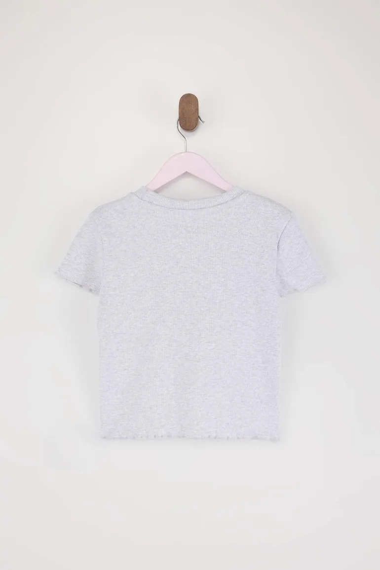 Gray Printed Knitted T-Shirt - 3