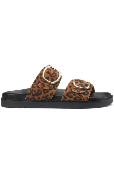 Leopard Print Leather Mules