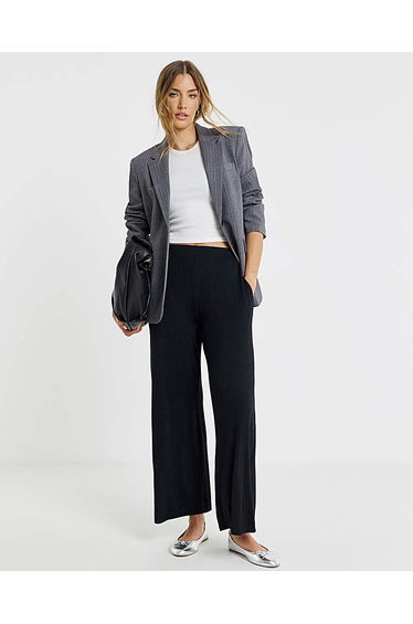 Black Jersey Wide Leg Trouser