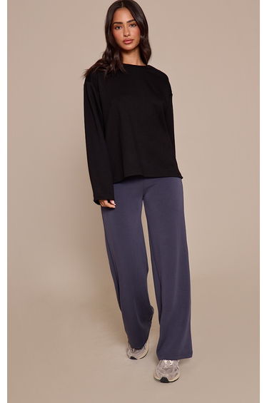 Petite Black Modal Oversized Long Sleeved T-shirt