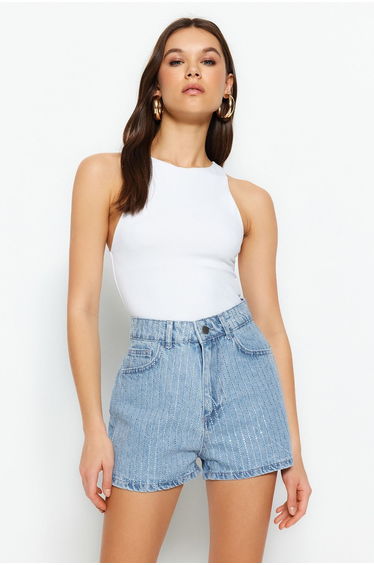 Shorts - Blue - High Waist